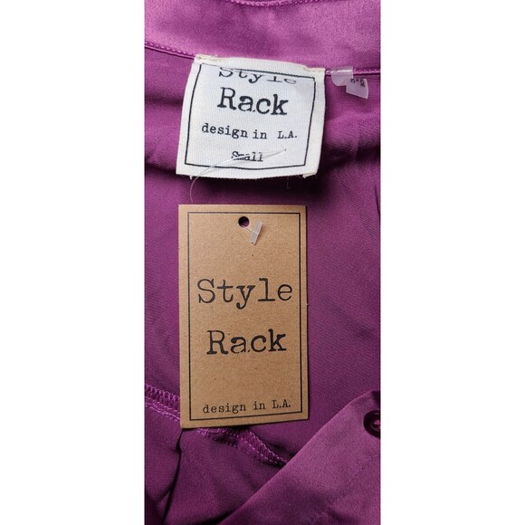 Style Rack Purple Pink Satin Button-Down Collared Shirt Dress Women’s Size Small - Picture 6 of 9